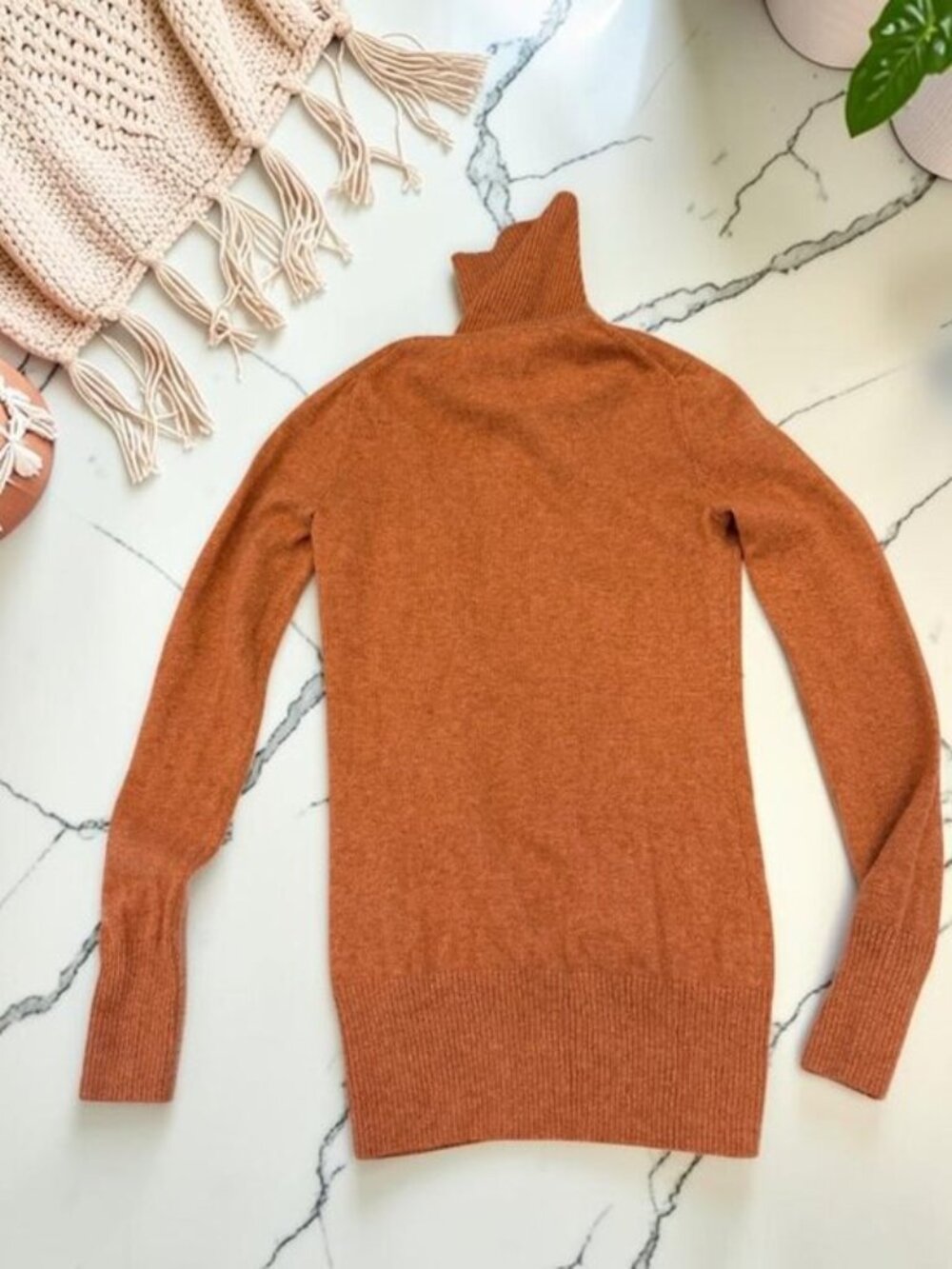 J. Crew Vintage 100% Cashmere Sweater Size Small Rust Burnt Orange Color - Picture 7 of 7